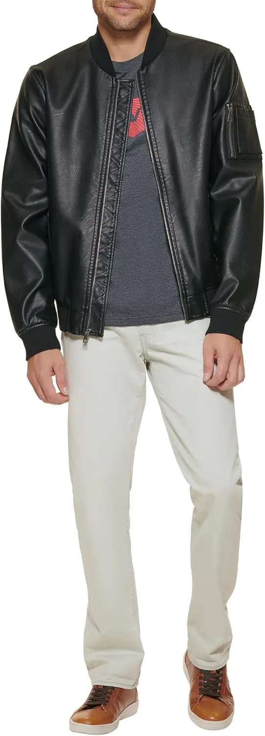 Levi's Men's Faux Leather Varsity Bomber Jacket