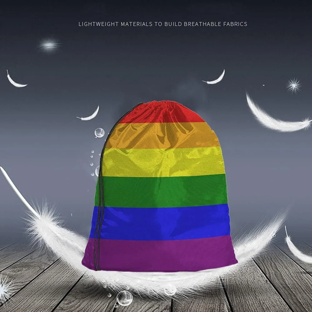 LGBT Gay Pride Drawstring Bags Backpack Bag 6 Stripe Rainbow Flag Colorful Sign Symbol Art Community Sport Gym Sack Drawstring Bag String Bag Yoga Bag for Men Women