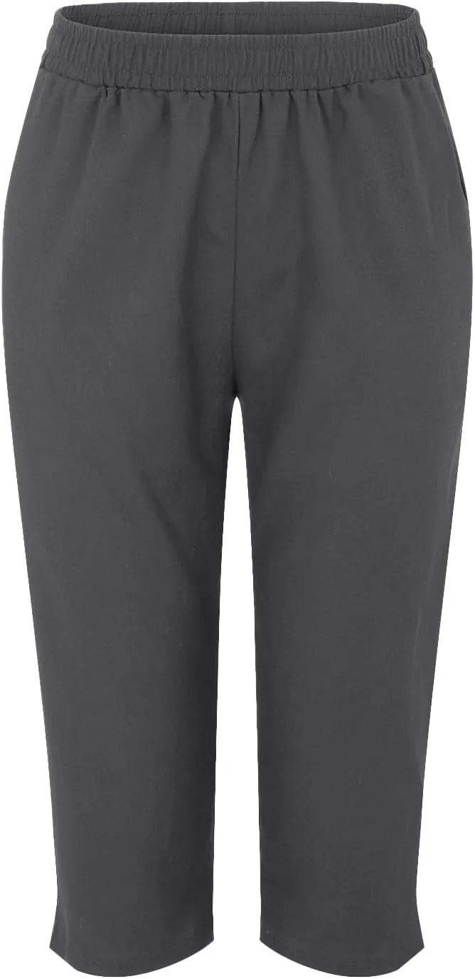 Linen Pants Women,Summer Capri Casual Drawstring Elastic Waist,Straight Wide Leg Pants Cotton Trousers with Pocket