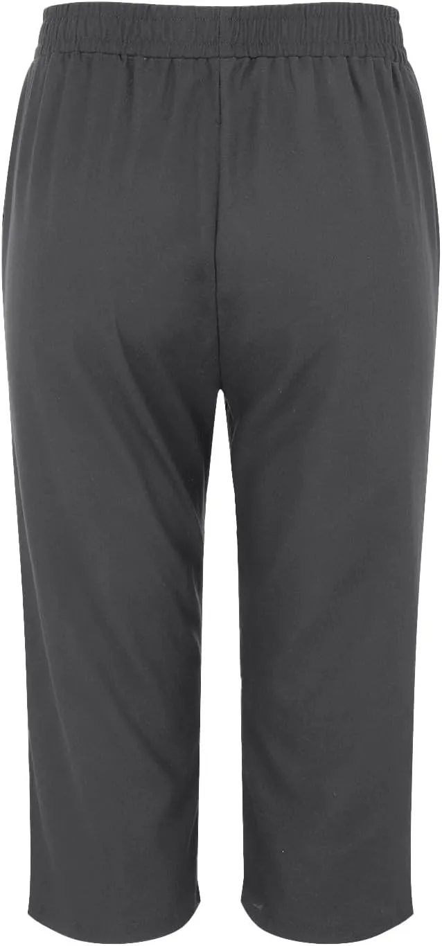 Linen Pants Women,Summer Capri Casual Drawstring Elastic Waist,Straight Wide Leg Pants Cotton Trousers with Pocket