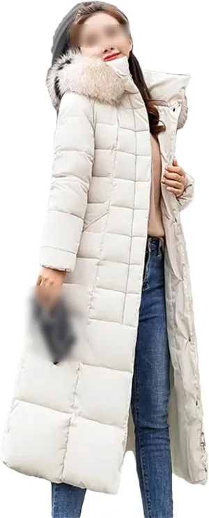Long Cotton Coat Female Winter Over Knee Loose Large Fur Collar Hooded Warm Thick Parkas Down Cotton Padded Overcoat