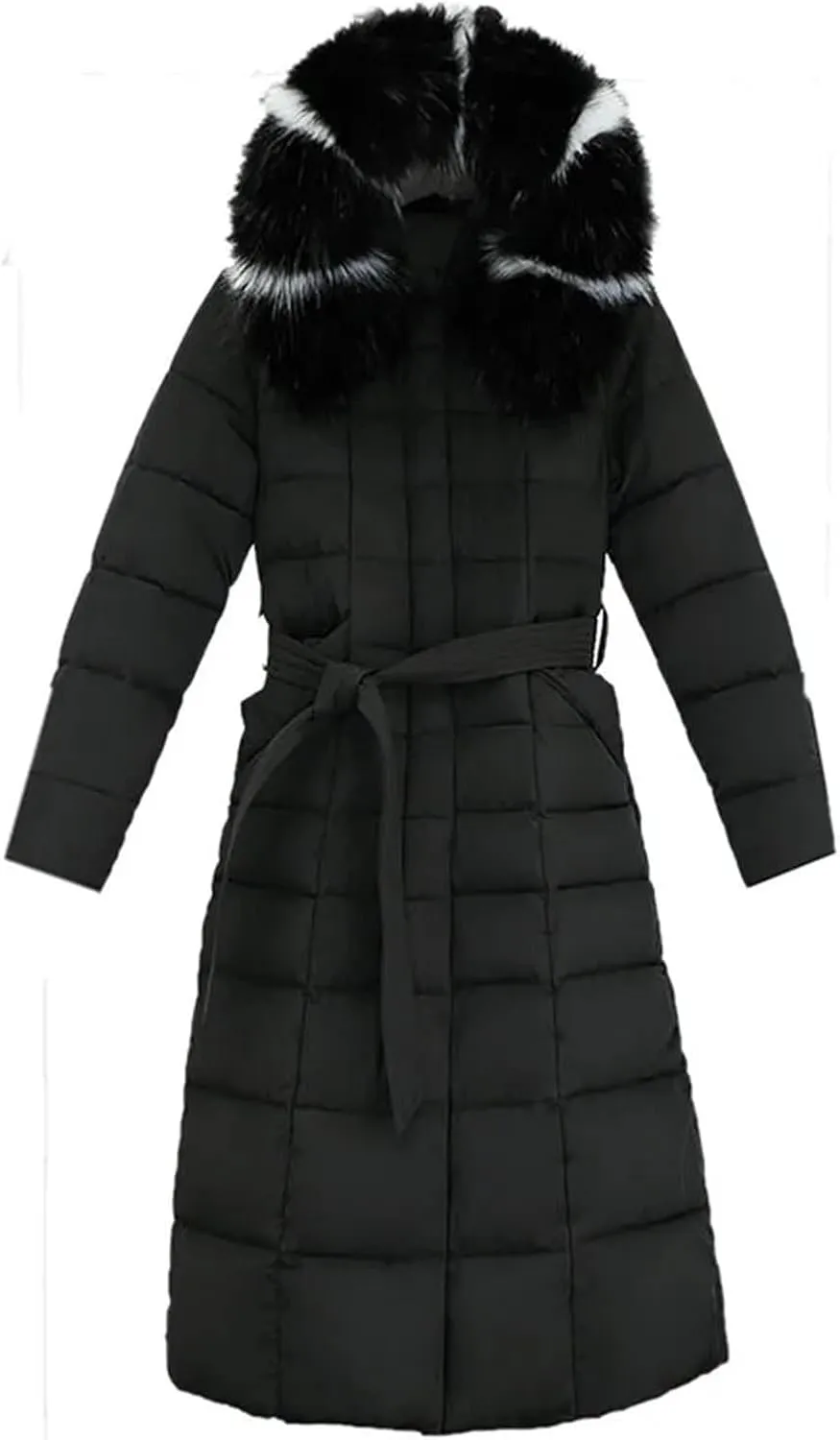 Long Cotton Coat Female Winter Over Knee Loose Large Fur Collar Hooded Warm Thick Parkas Down Cotton Padded Overcoat