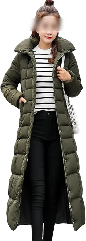 Long Cotton Coat Female Winter Over Knee Loose Large Fur Collar Hooded Warm Thick Parkas Down Cotton Padded Overcoat