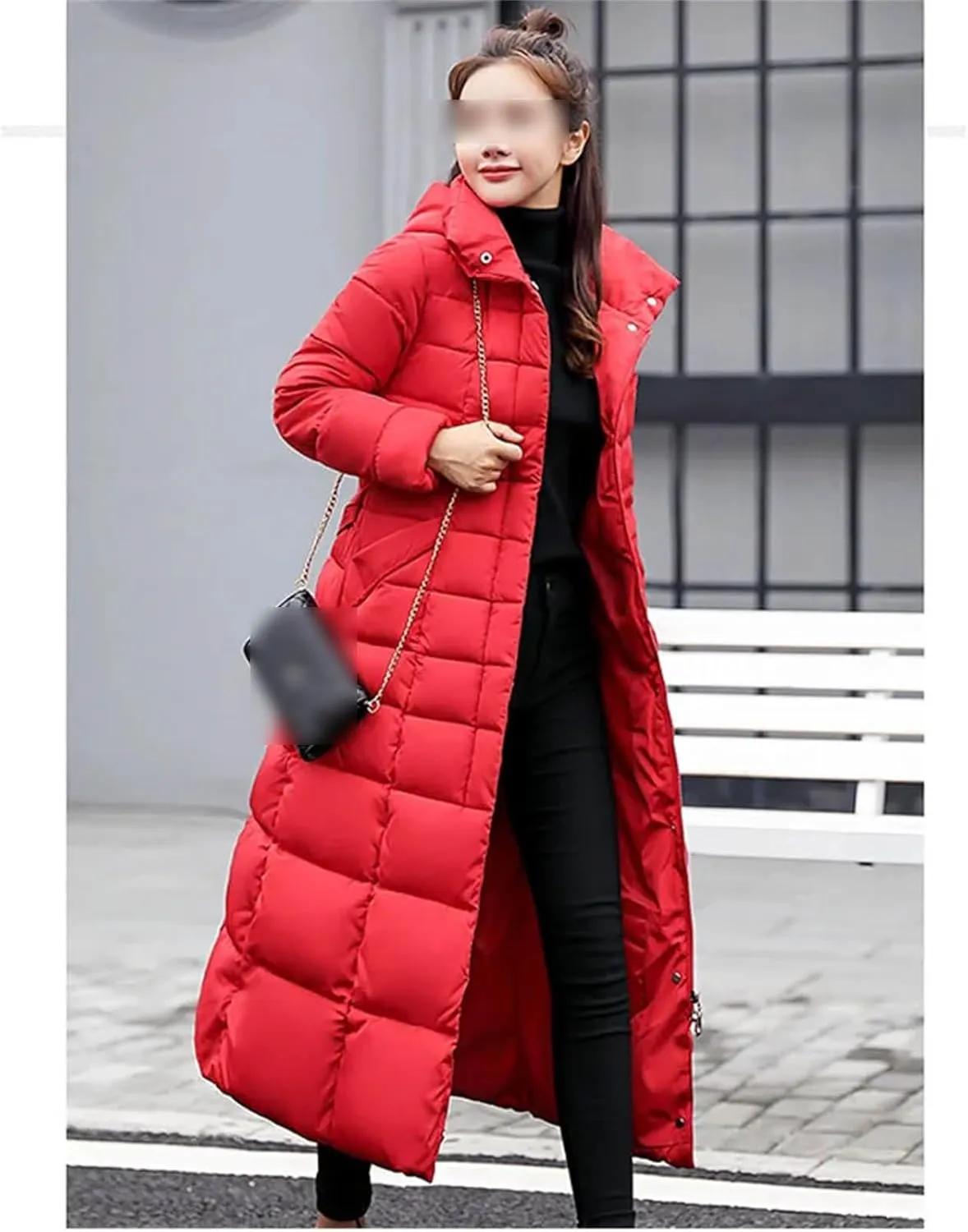 Long Cotton Coat Female Winter Over Knee Loose Large Fur Collar Hooded Warm Thick Parkas Down Cotton Padded Overcoat