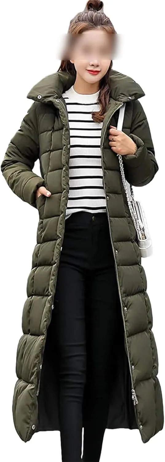 Long Cotton Coat Female Winter Over Knee Loose Large Fur Collar Hooded Warm Thick Parkas Down Cotton Padded Overcoat