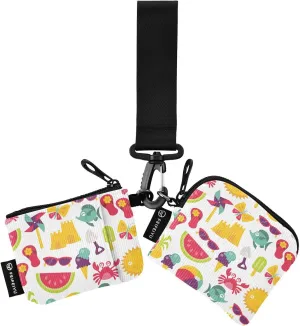 Lovely and Interesting Summer Small Wallet for Women Portable Wristlet Keychain Coin Purse with 2 Zipper Pouches