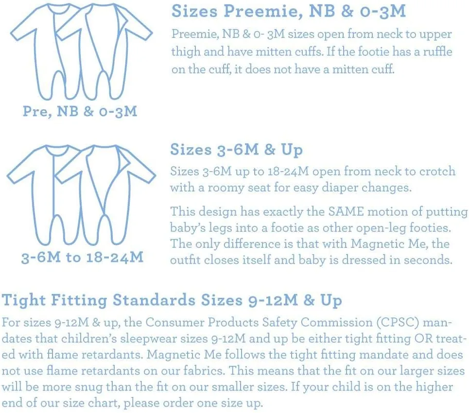 Magnetic Me Footie Pajamas Soft Modal Baby Sleepwear with Quick Magnetic Fastener | Boys and Girls Sleeper Preemie-24 Months
