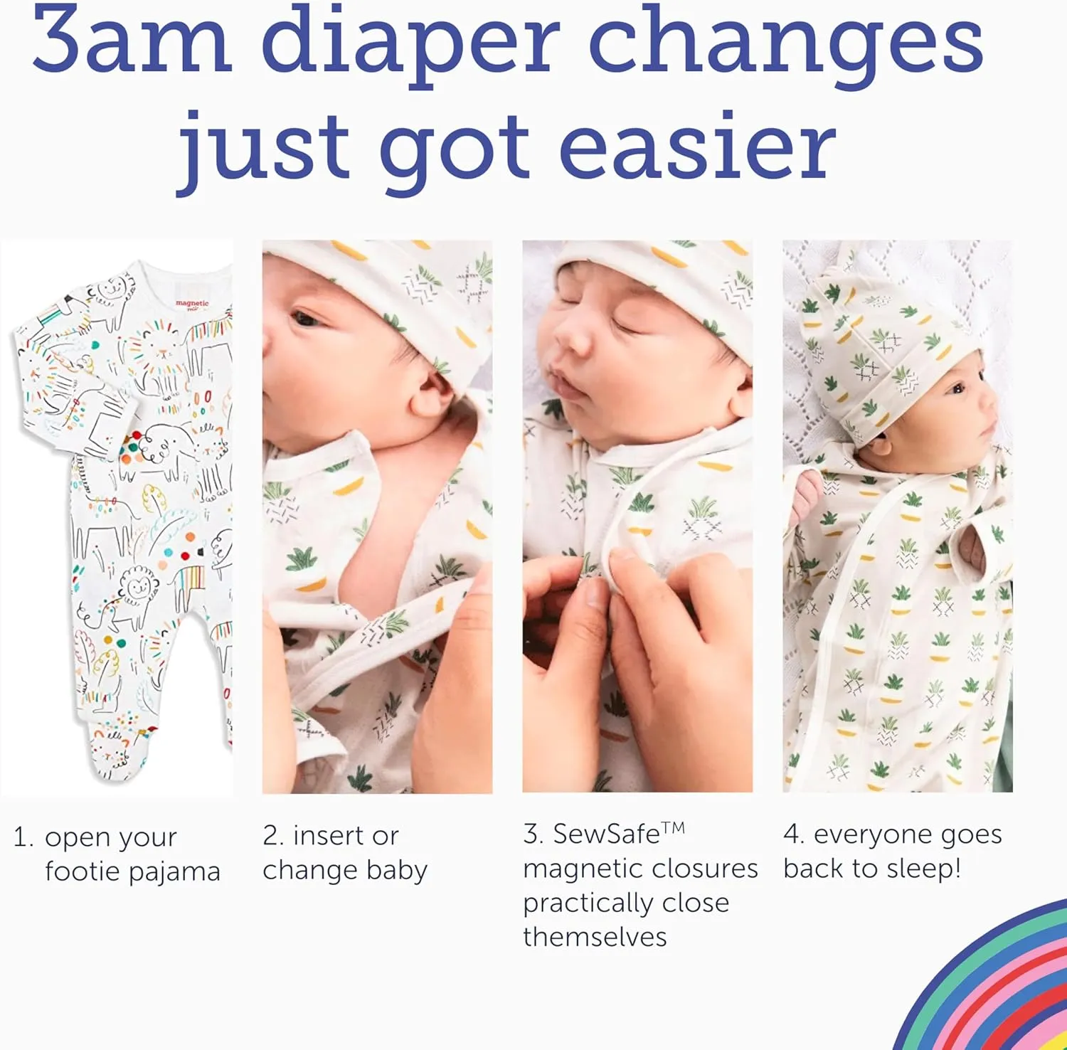 Magnetic Me Footie Pajamas Soft Modal Baby Sleepwear with Quick Magnetic Fastener | Boys and Girls Sleeper Preemie-24 Months