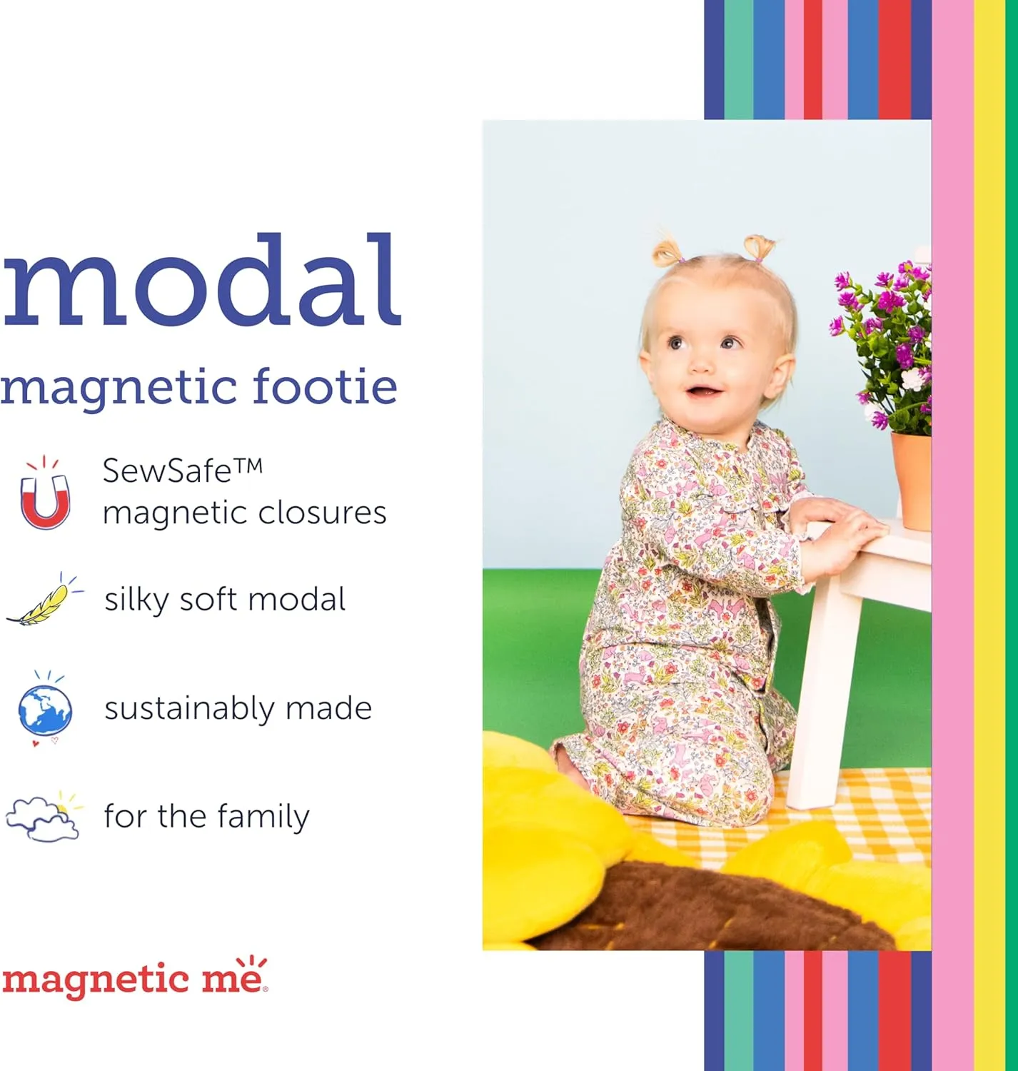 Magnetic Me Footie Pajamas Soft Modal Baby Sleepwear with Quick Magnetic Fastener | Boys and Girls Sleeper Preemie-24 Months