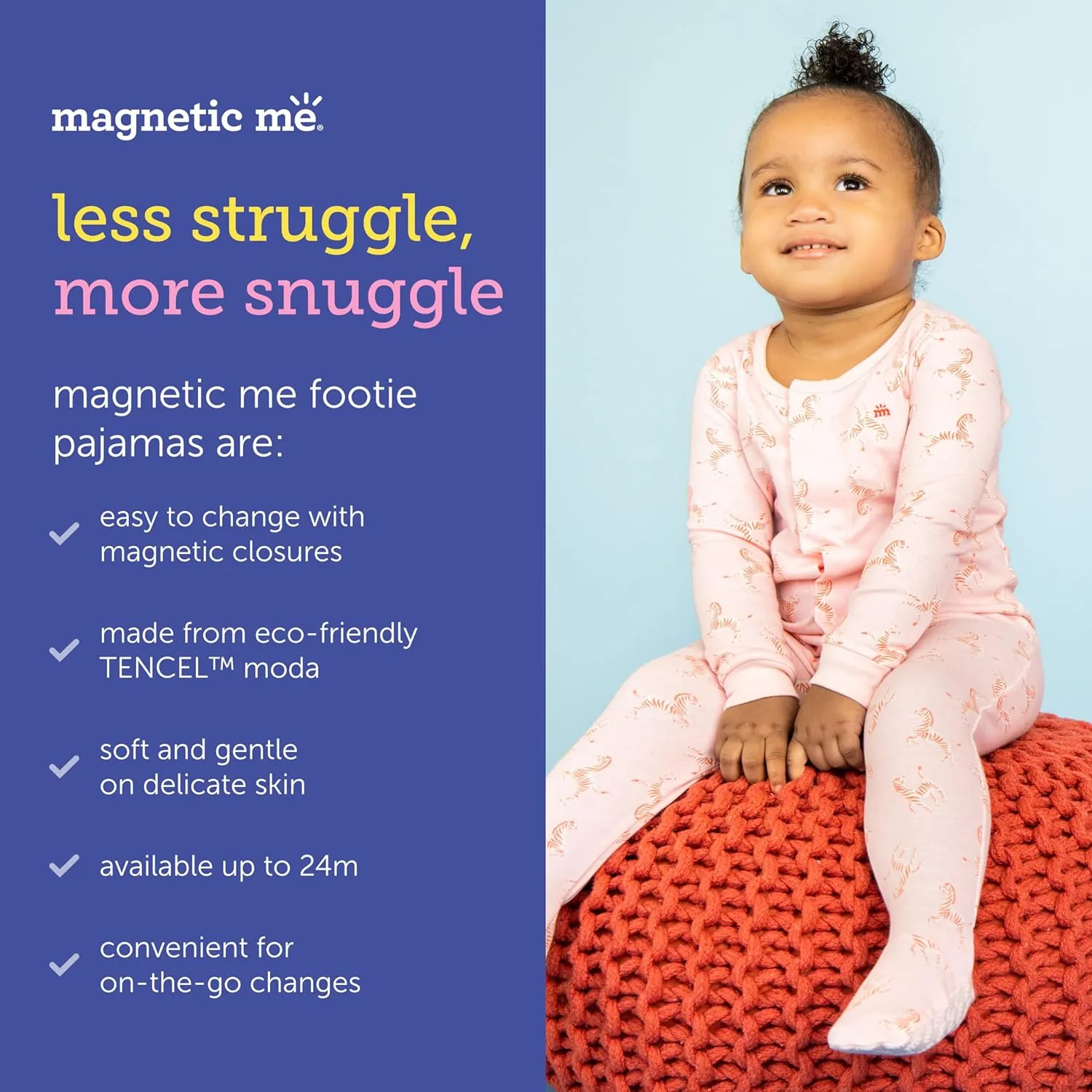 Magnetic Me Footie Pajamas Soft Modal Baby Sleepwear with Quick Magnetic Fastener | Boys and Girls Sleeper Preemie-24 Months