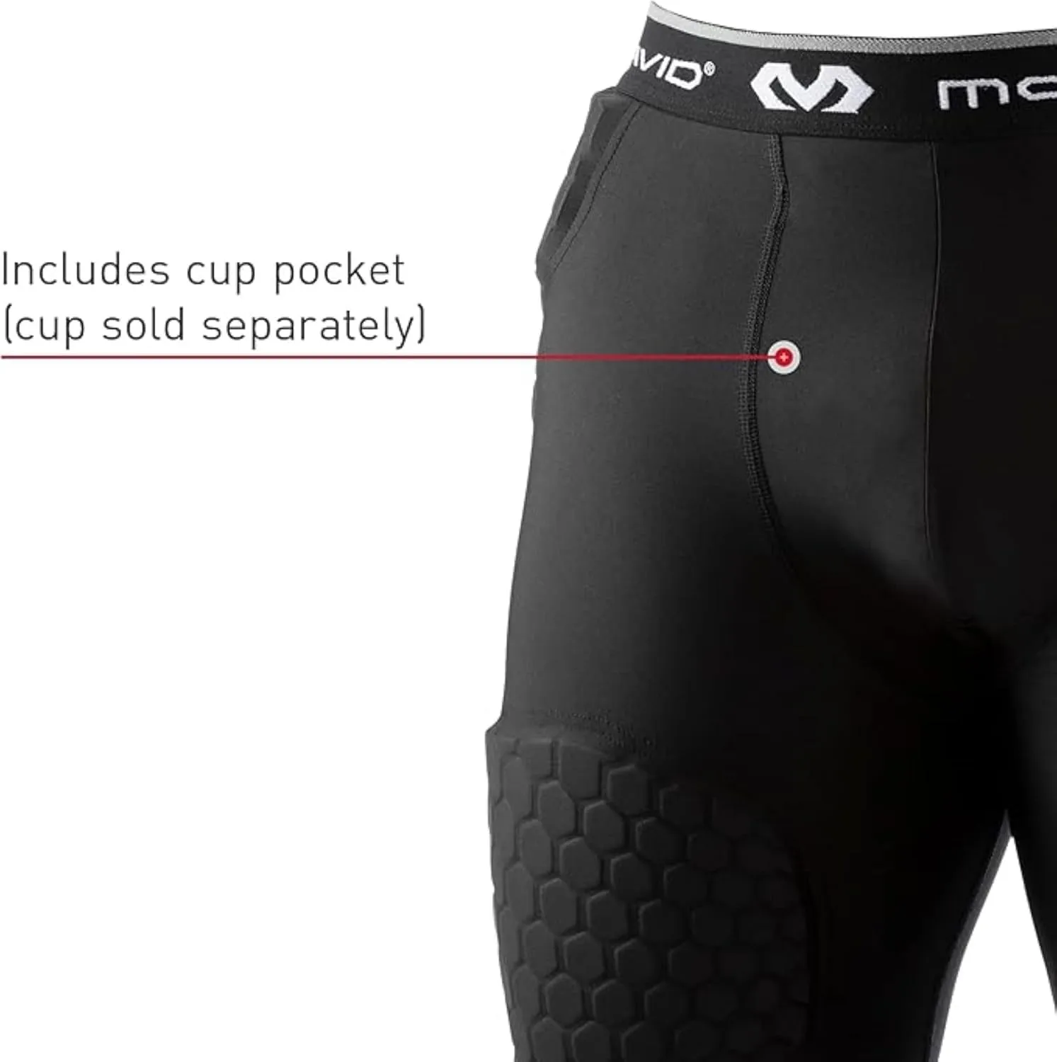 McDavid Padded Padded Compression Shorts with Cup Pocket. Tights with Hip, Tailbone, Thigh Padding