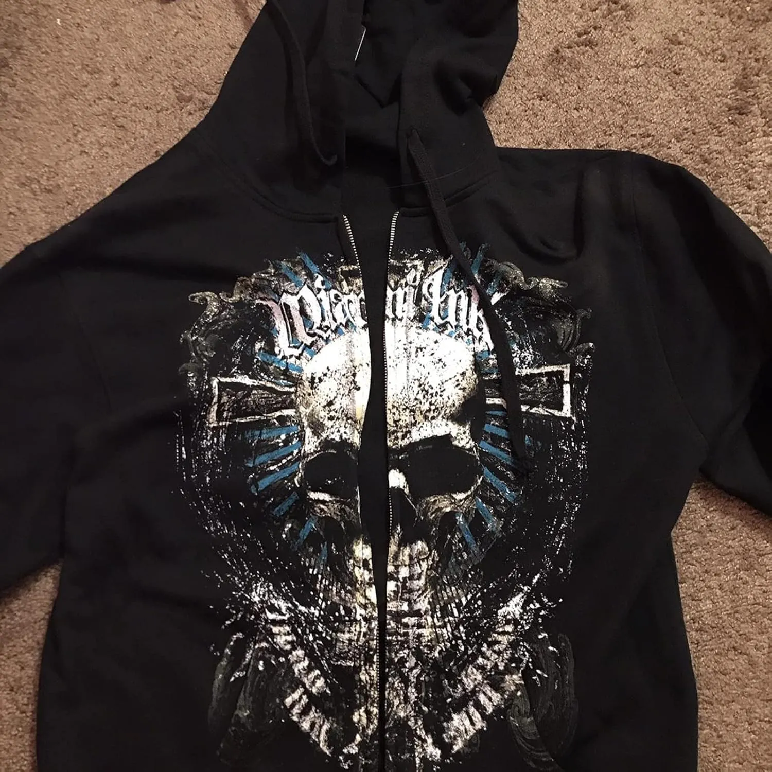 Meiweileya Women's Y2k Grunge Skull Graphic Zip Up Hoodies Emo Goth Skeleton Jacket Long Sleeve