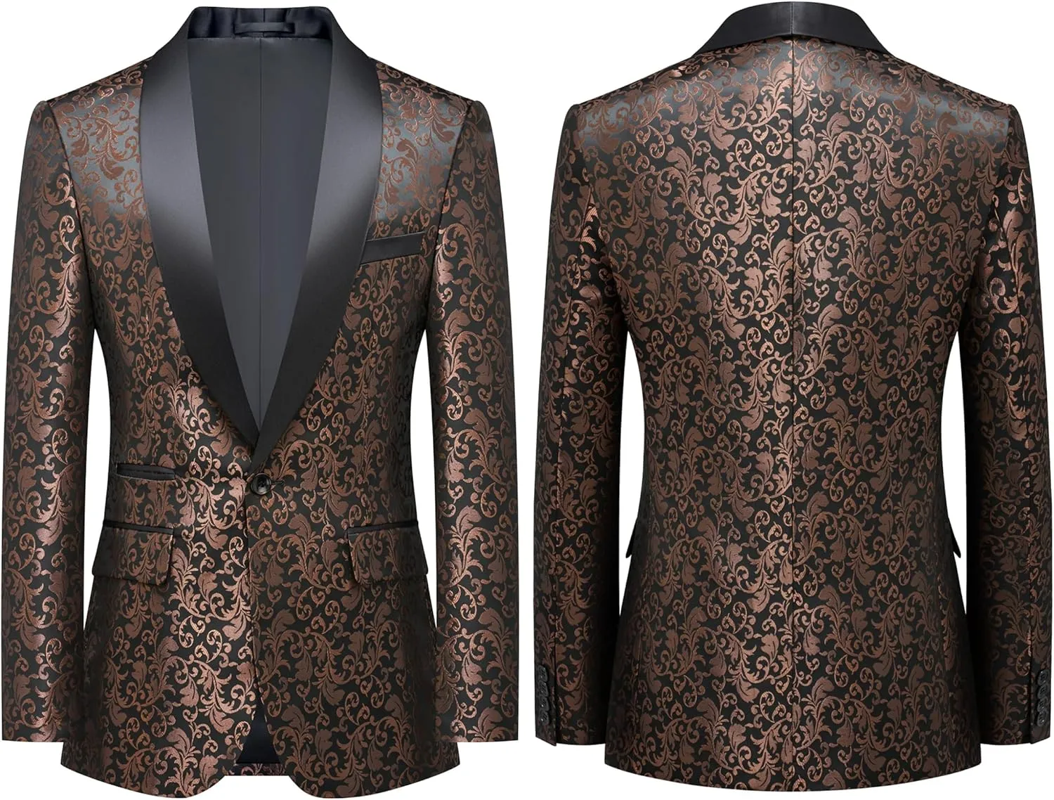 Mens 2 Piece Floral Tuxedo Jacket Paisley Shawl Lapel Suit Blazer Jacket for Dinner,Prom,Wedding