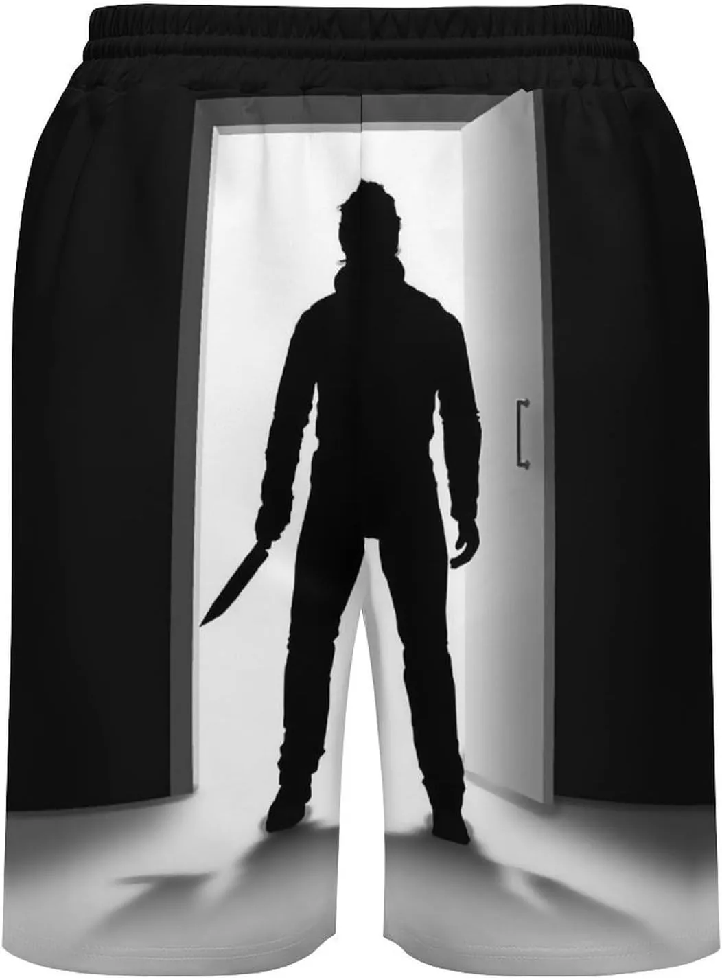 Men's Beach Pants Halloween Michael Myers Summer Board Shorts with Pockets Beach Shorts Bathing Suits for Men