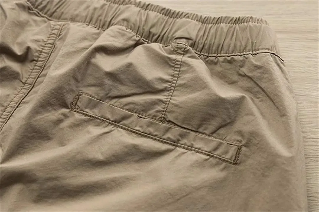 Men's Button Thin Pants Solid Color Summer/Autumn Loose Cargo Pants Outdoor Jogger Pants