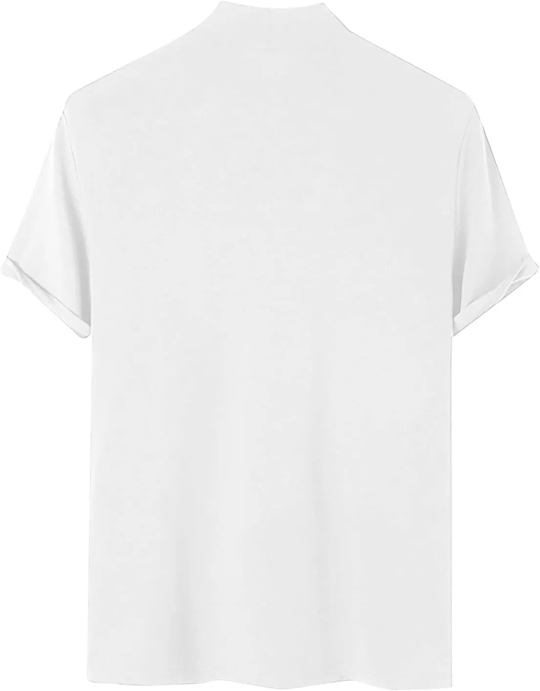 Mens Casual Turtleneck Mock Neck T Shirt Short Sleeve Slim Fit Undershirt Casual Basic Pullover Solid Tops