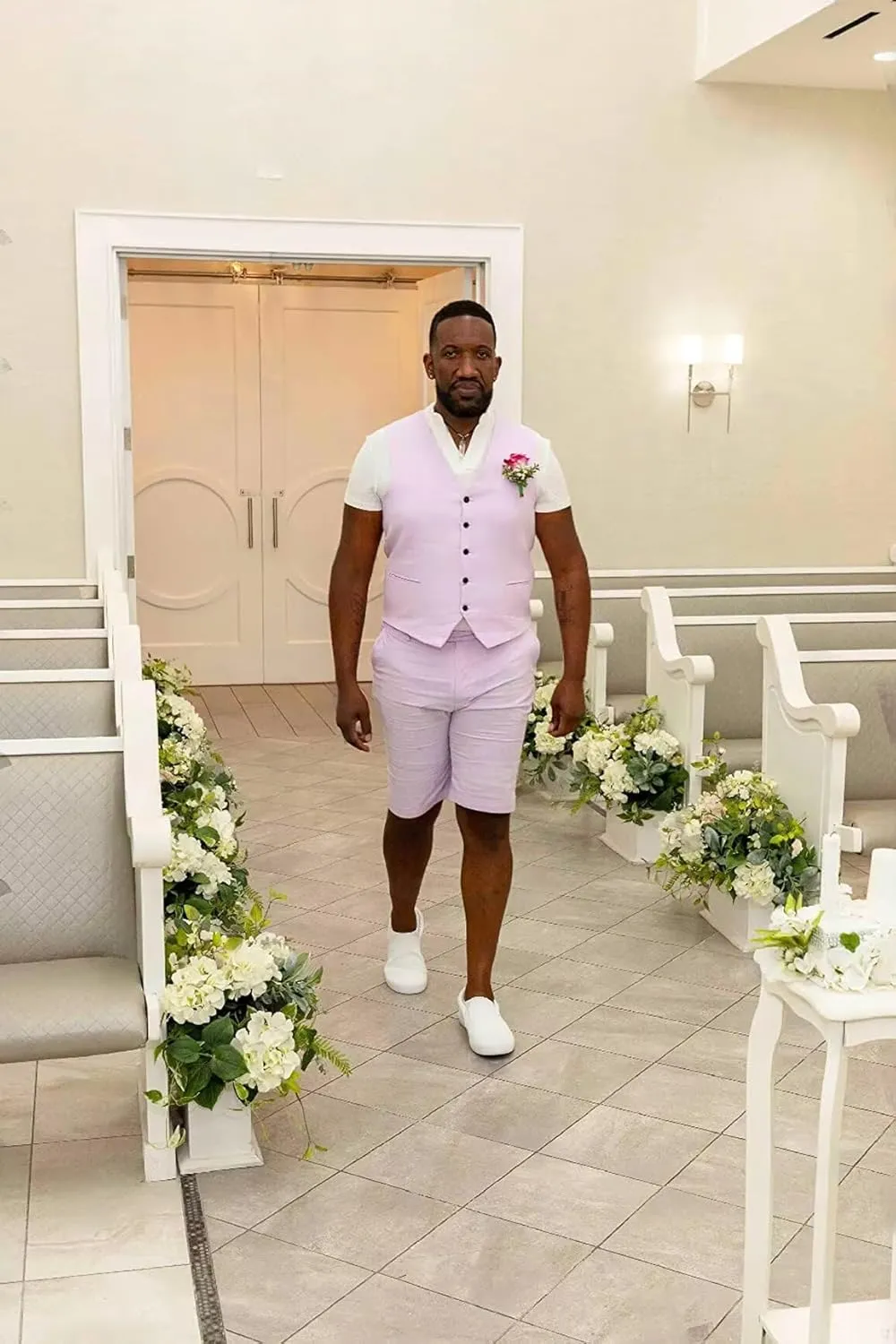 Mens Linen Vest Set Shorts 2025 Fashion Beach Wedding Suits 2 Pieces Outfits Formal Waistcoat Set For Men JXZ025