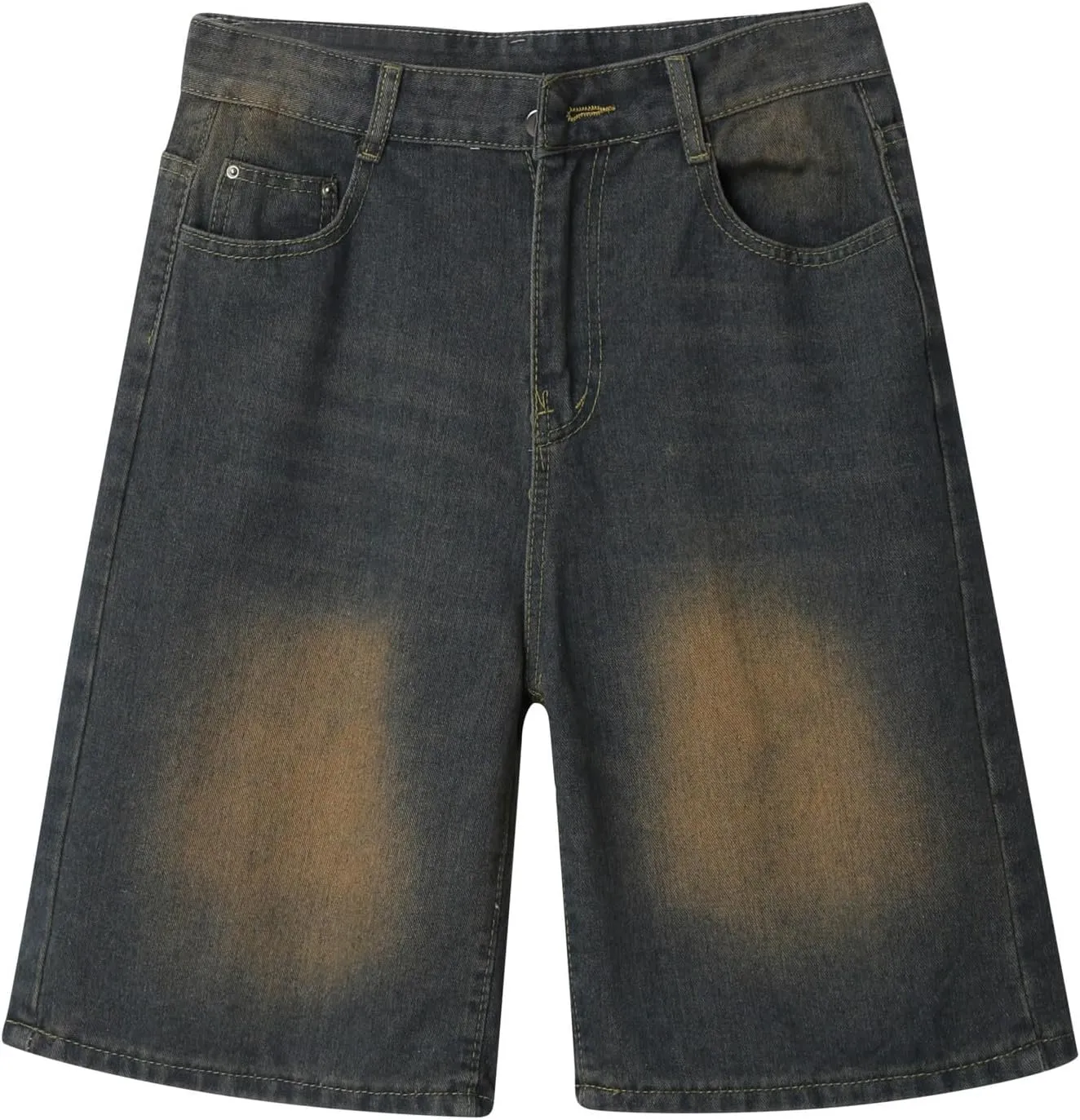 Men's Loose Fit Hip Hop Cropped Jean Shorts Baggy Denim Shorts with Pockets Casual Summer Streetwear Clothes