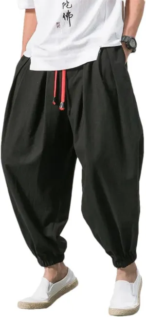 Men's Loose Harem Pants Four Season Cotton Streetwear Cross Oversize Trousers