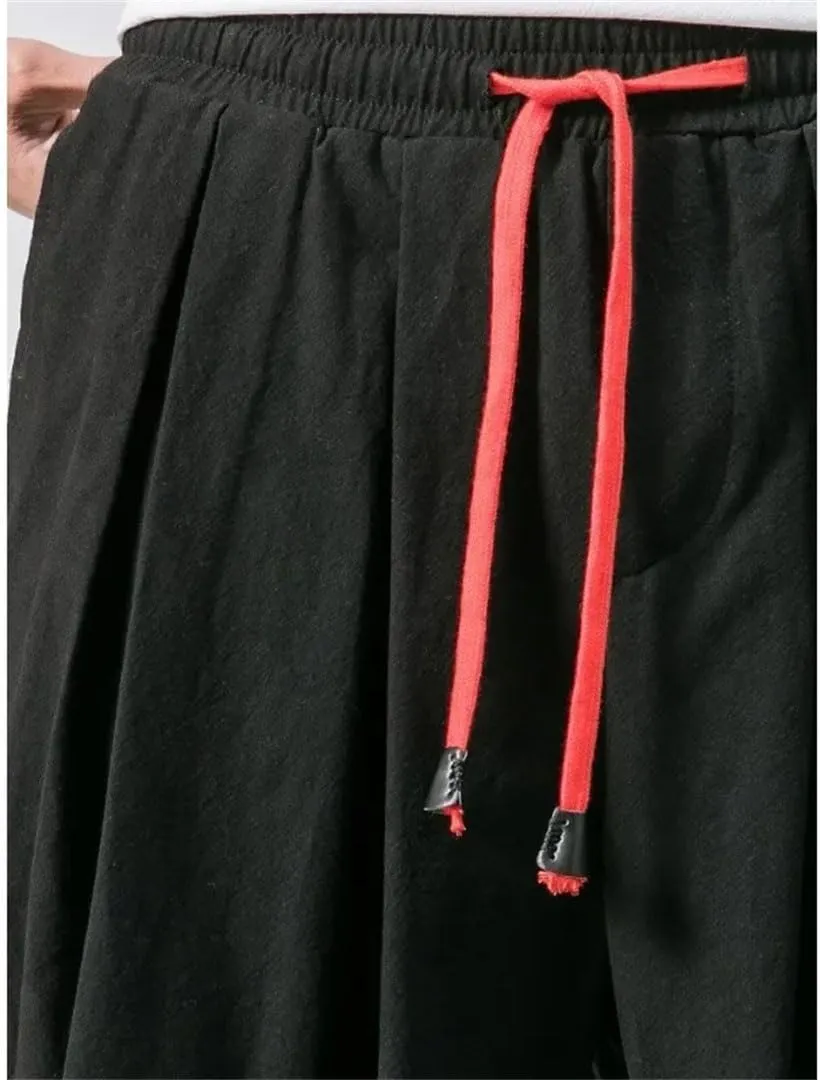Men's Loose Harem Pants Four Season Cotton Streetwear Cross Oversize Trousers