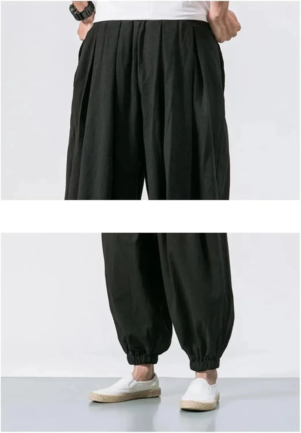 Men's Loose Harem Pants Four Season Cotton Streetwear Cross Oversize Trousers