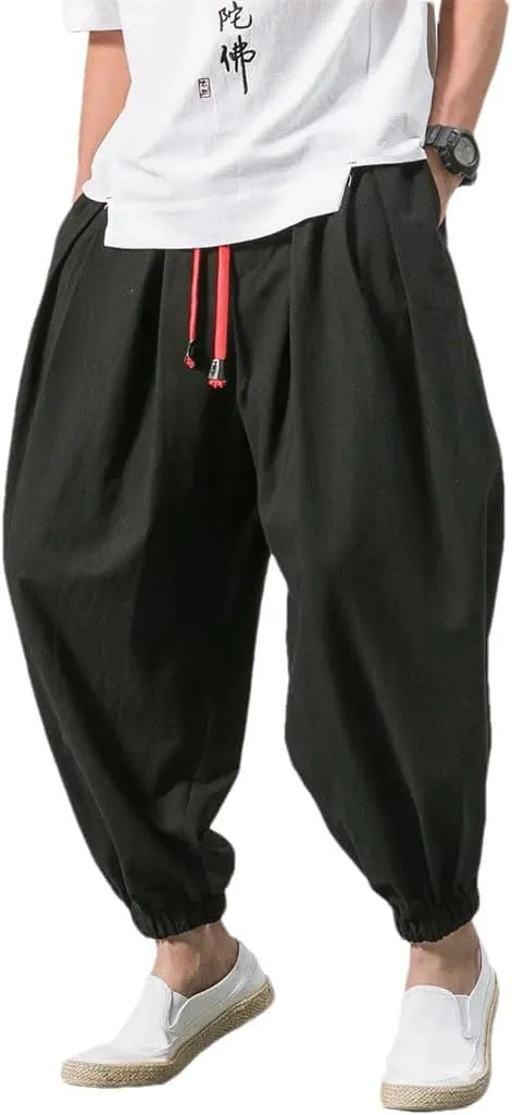 Men's Loose Harem Pants Four Season Cotton Streetwear Cross Oversize Trousers