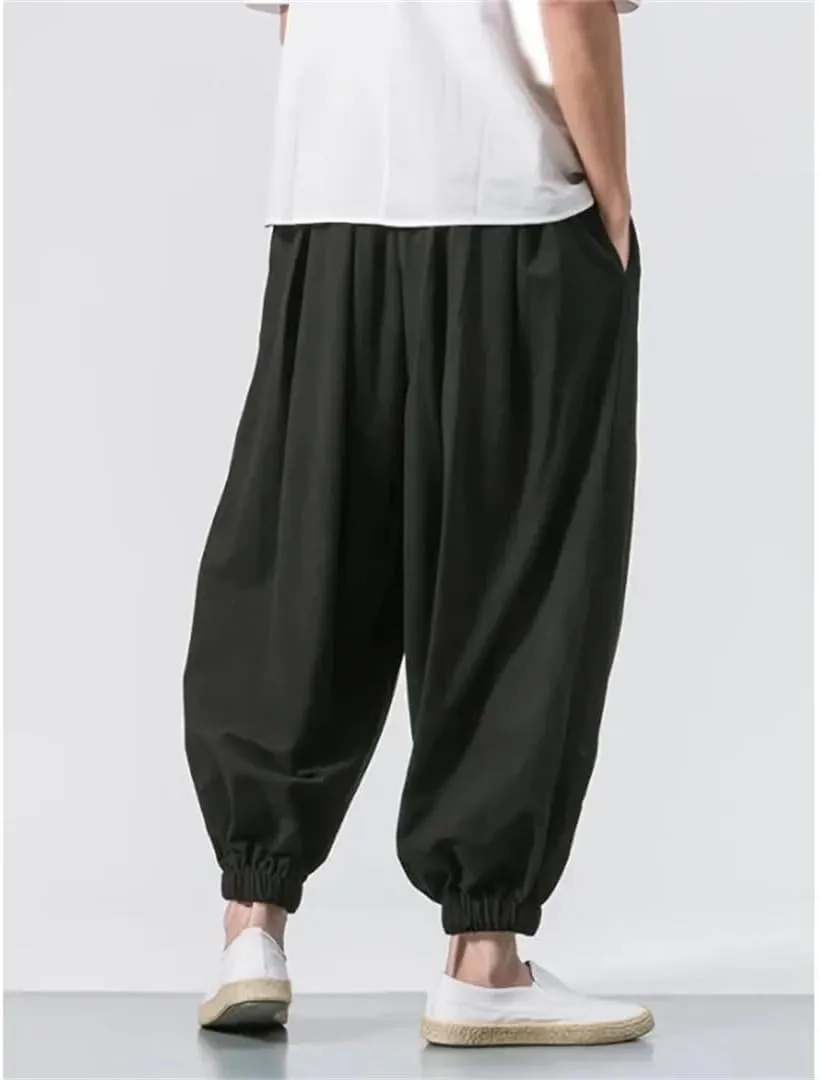 Men's Loose Harem Pants Four Season Cotton Streetwear Cross Oversize Trousers