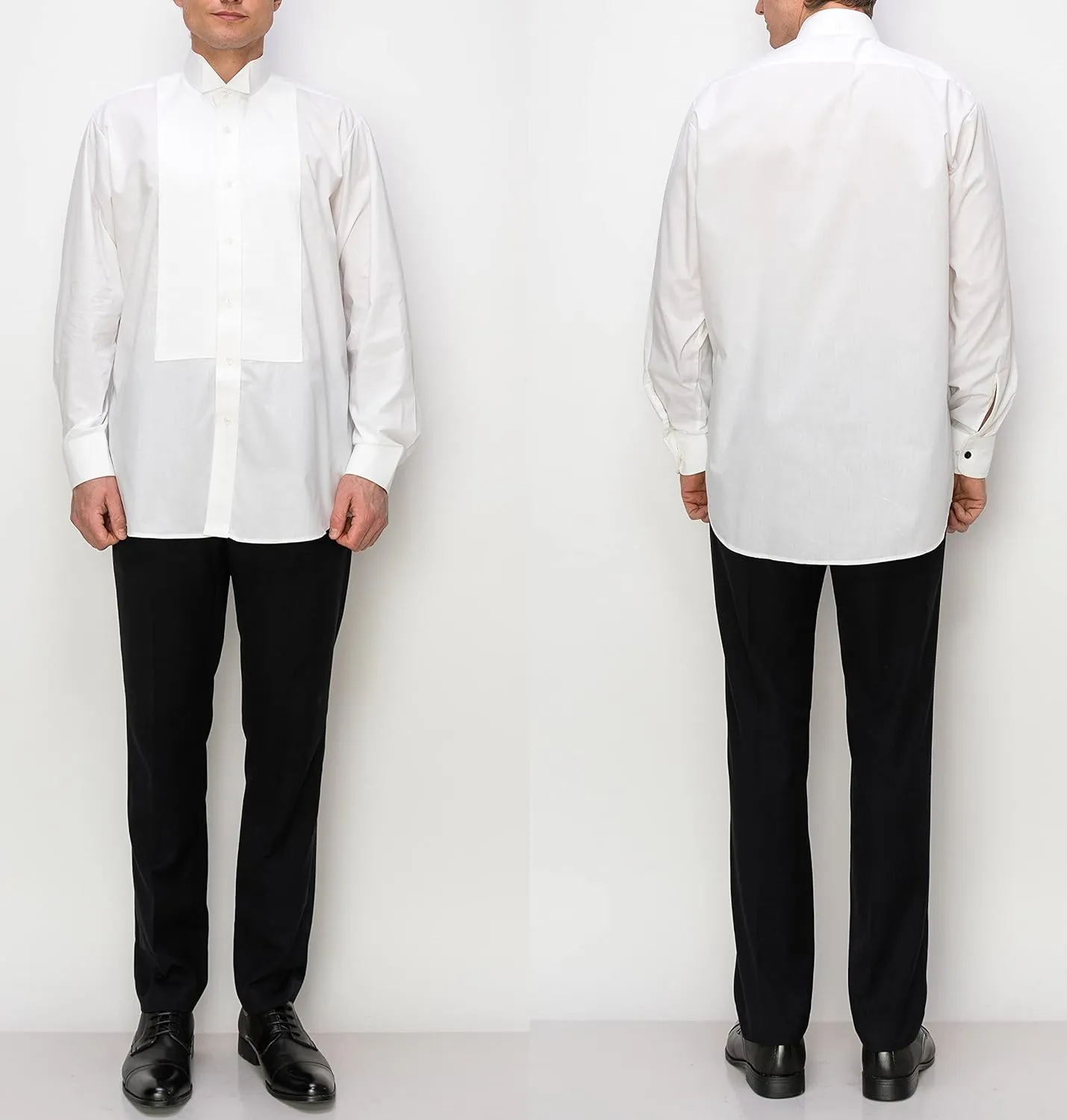 Men's Pique Wing Collar Tuxedo Shirt, Convertible Cuffs