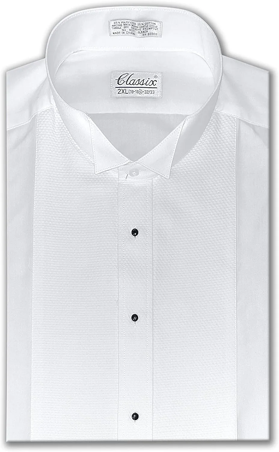 Men's Pique Wing Collar Tuxedo Shirt, Convertible Cuffs