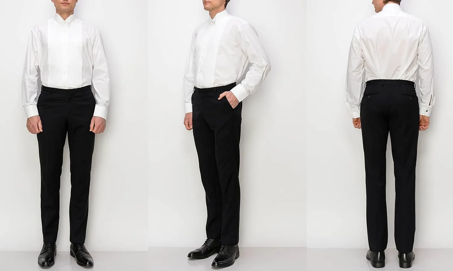 Men's Pique Wing Collar Tuxedo Shirt, Convertible Cuffs