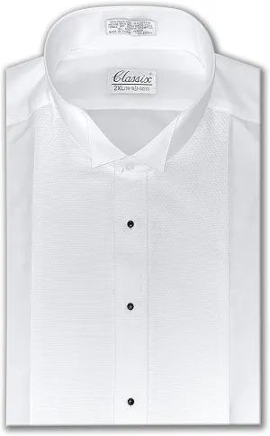 Men's Pique Wing Collar Tuxedo Shirt, Convertible Cuffs
