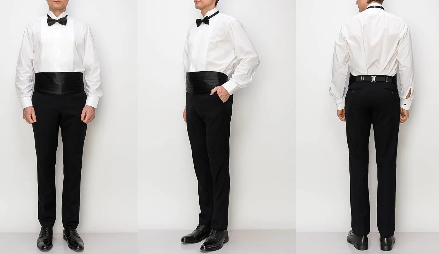 Men's Pique Wing Collar Tuxedo Shirt, Convertible Cuffs