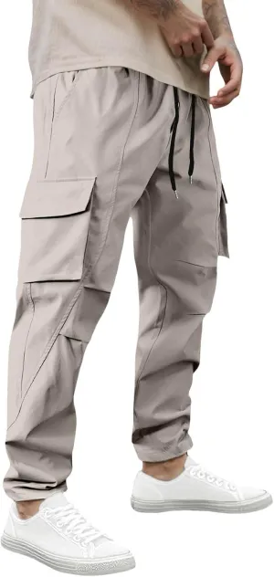 Mens Stretch Work Trousers Working Tactical Linen Elastic Waist Skinny Bike Athletic Basketball Leather Cargo Joggers