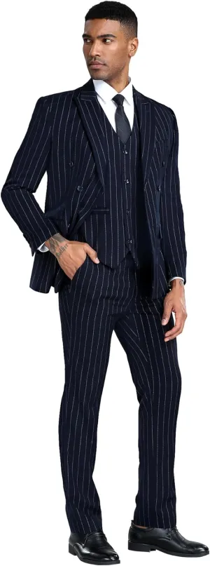 Mens Suits 3 Piece Plaid Slim Fit Tuxedo Double Breasted Prom Dress Suits Men Jackets Blazer Vest and Pants with Tie