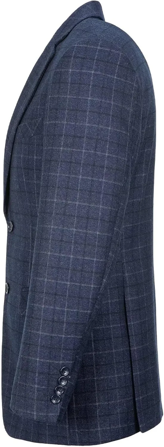 Mens Suits 3 Piece Plaid Slim Fit Tuxedo Double Breasted Prom Dress Suits Men Jackets Blazer Vest and Pants with Tie