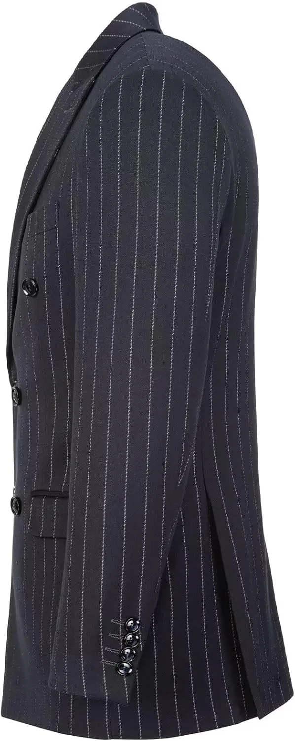 Mens Suits 3 Piece Plaid Slim Fit Tuxedo Double Breasted Prom Dress Suits Men Jackets Blazer Vest and Pants with Tie