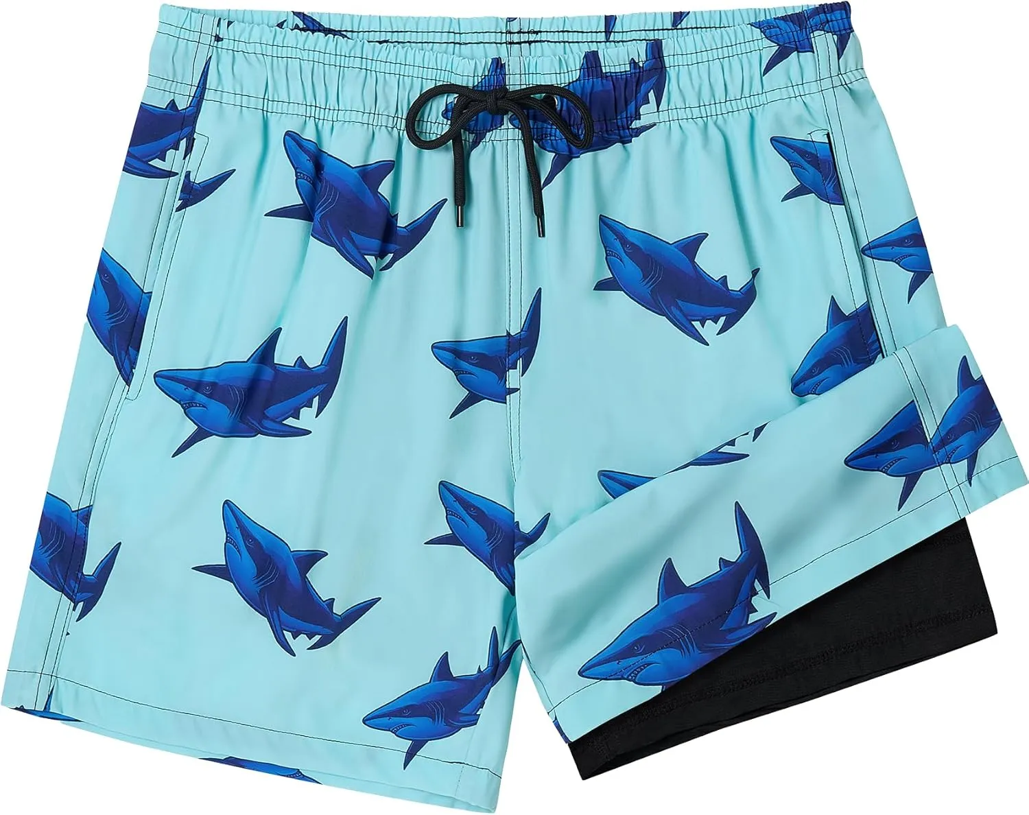 Mens Swim Trunks with Compression Liner Quick Dry Swim Shorts Bathing Suit Swimsear 2 in 1 Beach Board Shorts