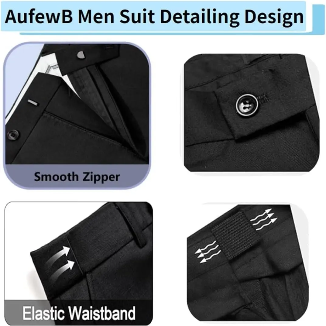 Men's Tuxedo Suits Slim Fit Casual Suit Blazer Dinner Solid One Button Wedding Prom Jackets Vest Trousers Pants Set