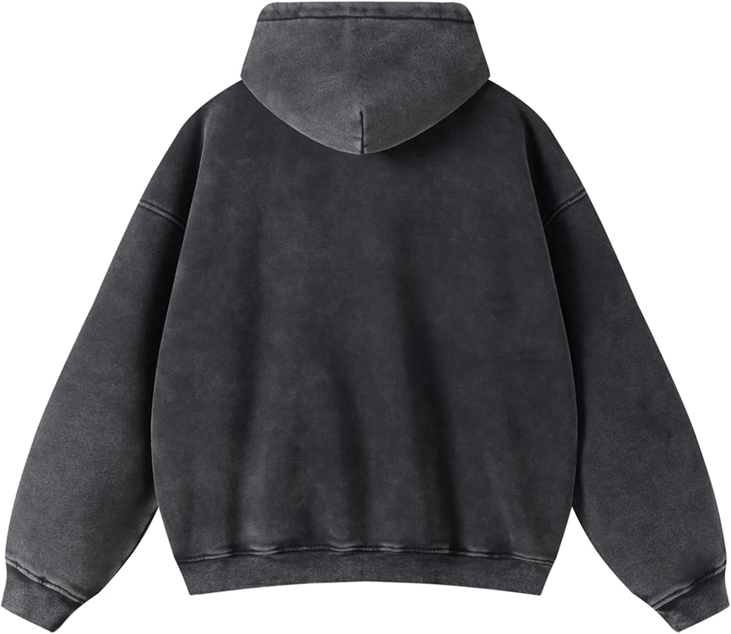 Men's Vintage Acid Wash Zip Up Oversized Hoodi Cotton Heavyweight Streetwear Sweatshirt With Pocket