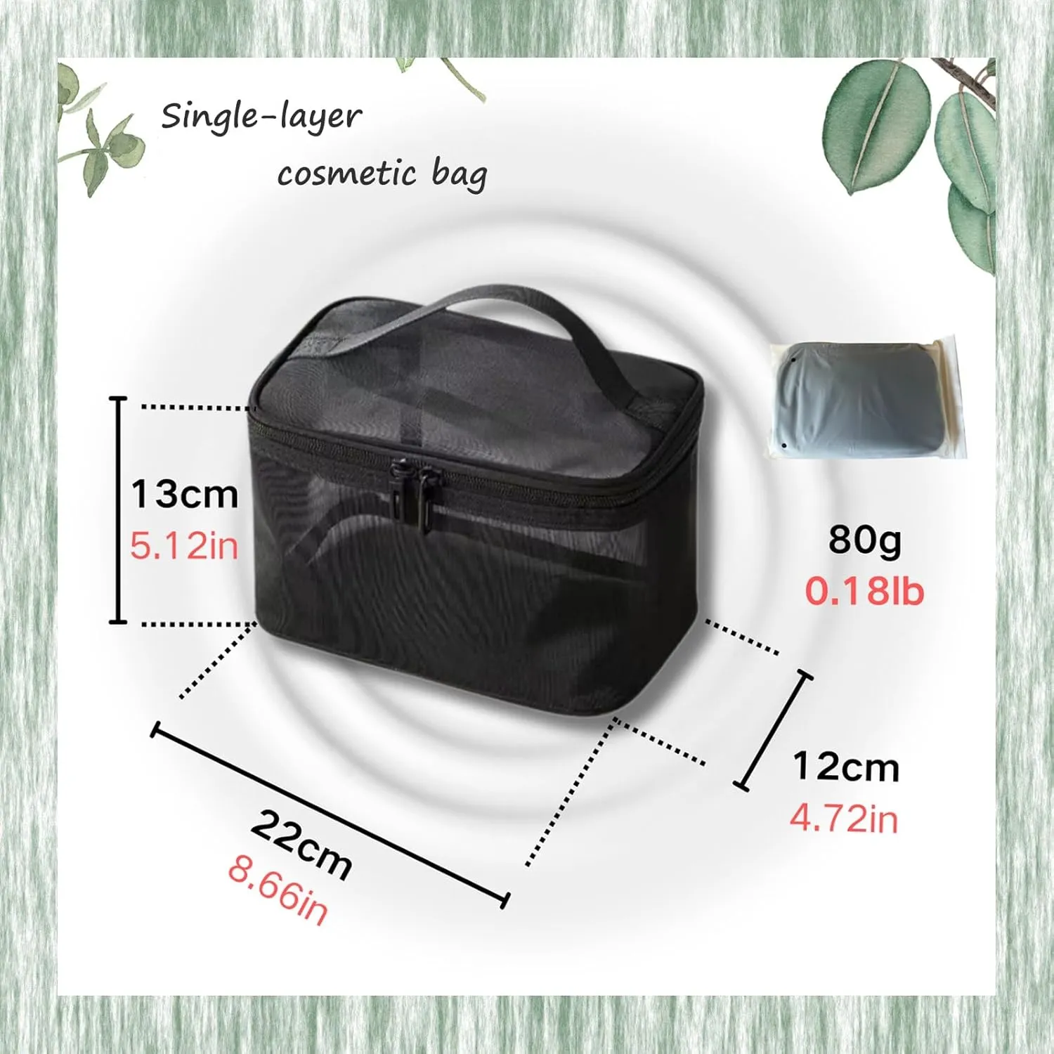 Mesh Cosmetic Bag Makeup Bags Portable Travel Organizing Zipper Pouch Toiletries Make up Pouches for Summer Beach Home Office