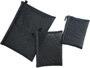 Mesh Cosmetic Zipper Bags, 3pcs Black Makeup Pouches Pen Pencil Organizer Case for Travel Purse Diaper Bag
