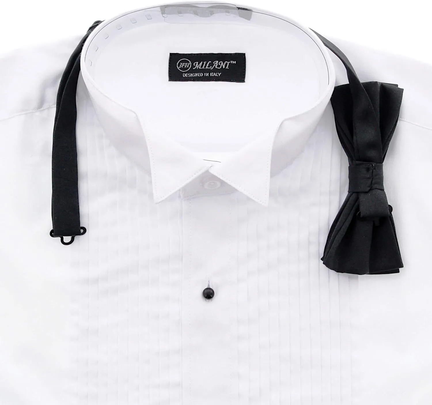 Milani Men's Tuxedo Shirt with French Cuffs and Bow Tie