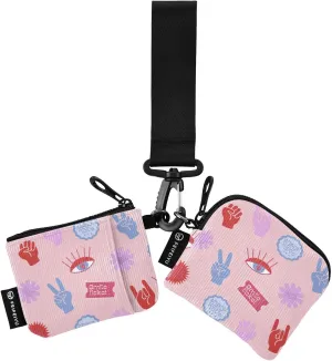Mini Around Wristlet Keychain Dual Pouch Wallets for Women's Mini Coin Purse Pouch Pattern 2