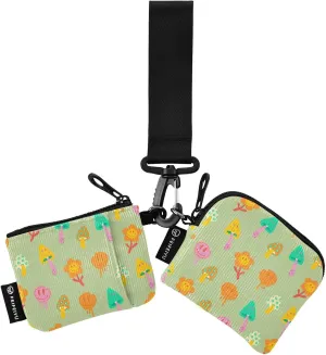 Mini Around Wristlet Keychain Dual Pouch Wallets for Women's Mini Coin Purse Pouch Pattern 5