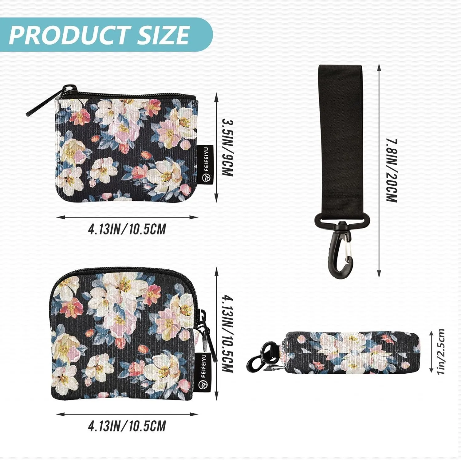 Mini Small Zip Around Wristlet Keychain Wallet Detachable Women Dual Pouch Card Cases Portable Zipper Coin Purse,pattern 10