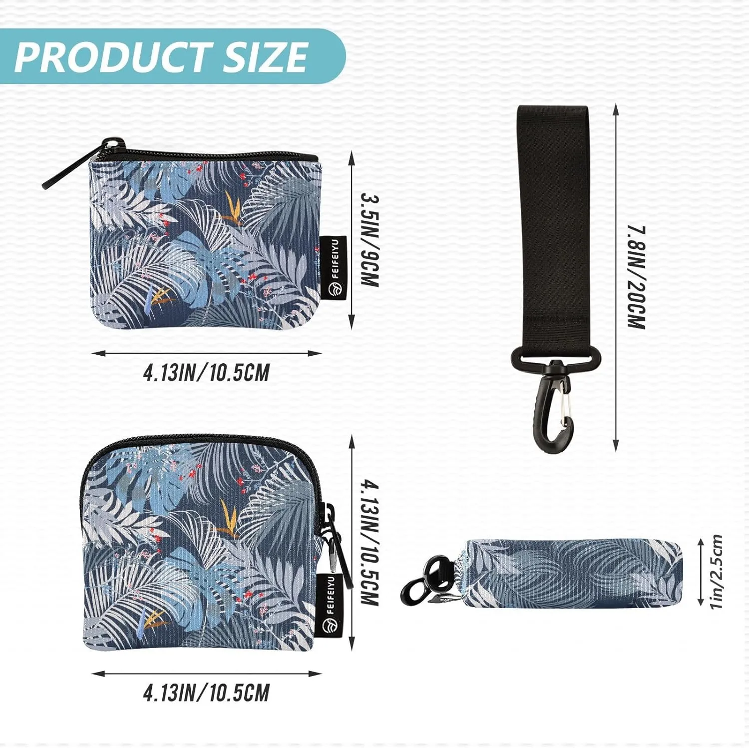 Mini Small Zip Around Wristlet Keychain Wallet Detachable Women Dual Pouch Card Cases Portable Zipper Coin Purse,pattern 5