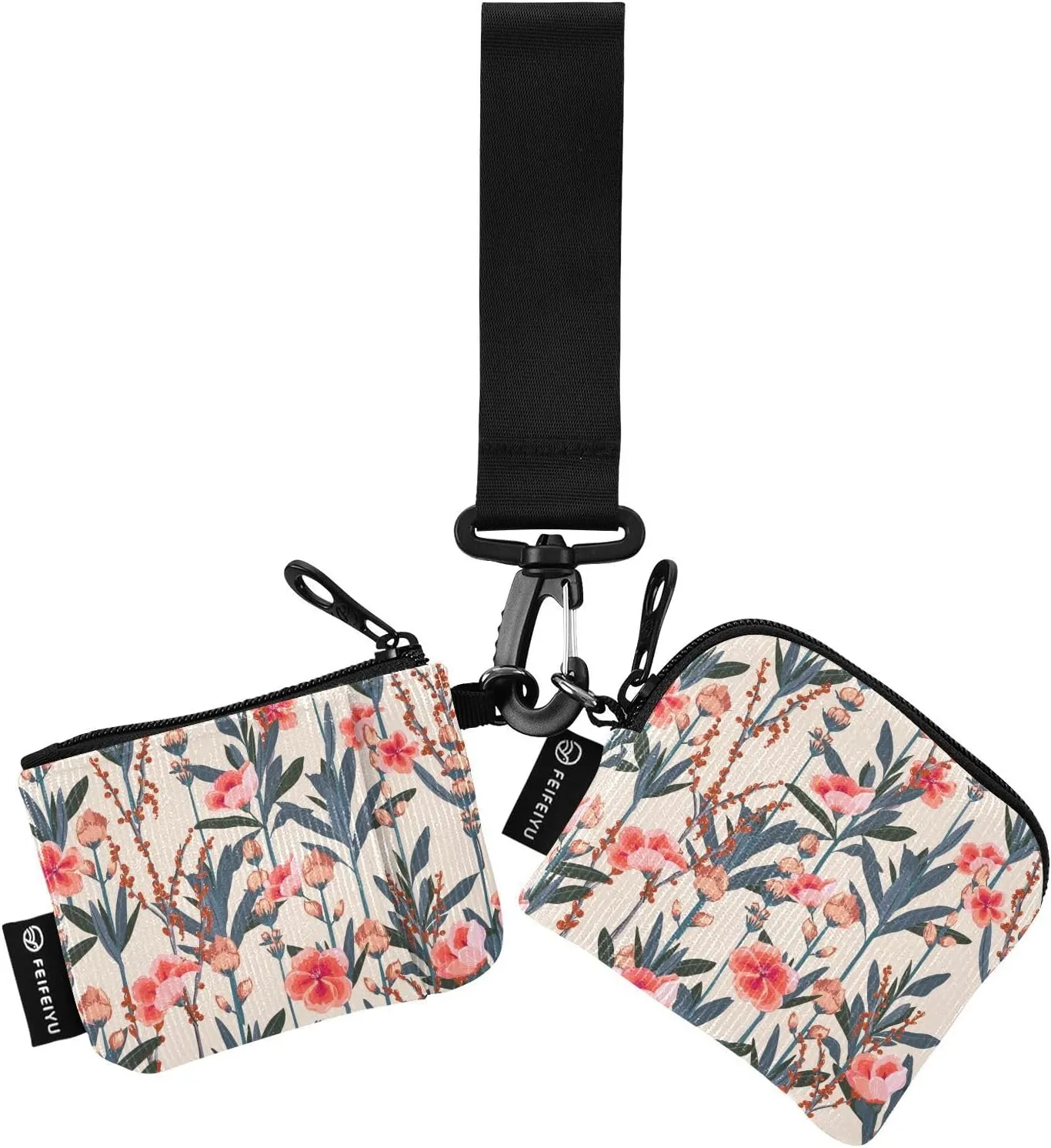 Mini Zip Around Wristlet Keychain Wallet Detachable Dual Pouch Card Cases Portable Coin Purse for Women Men,pattern 3