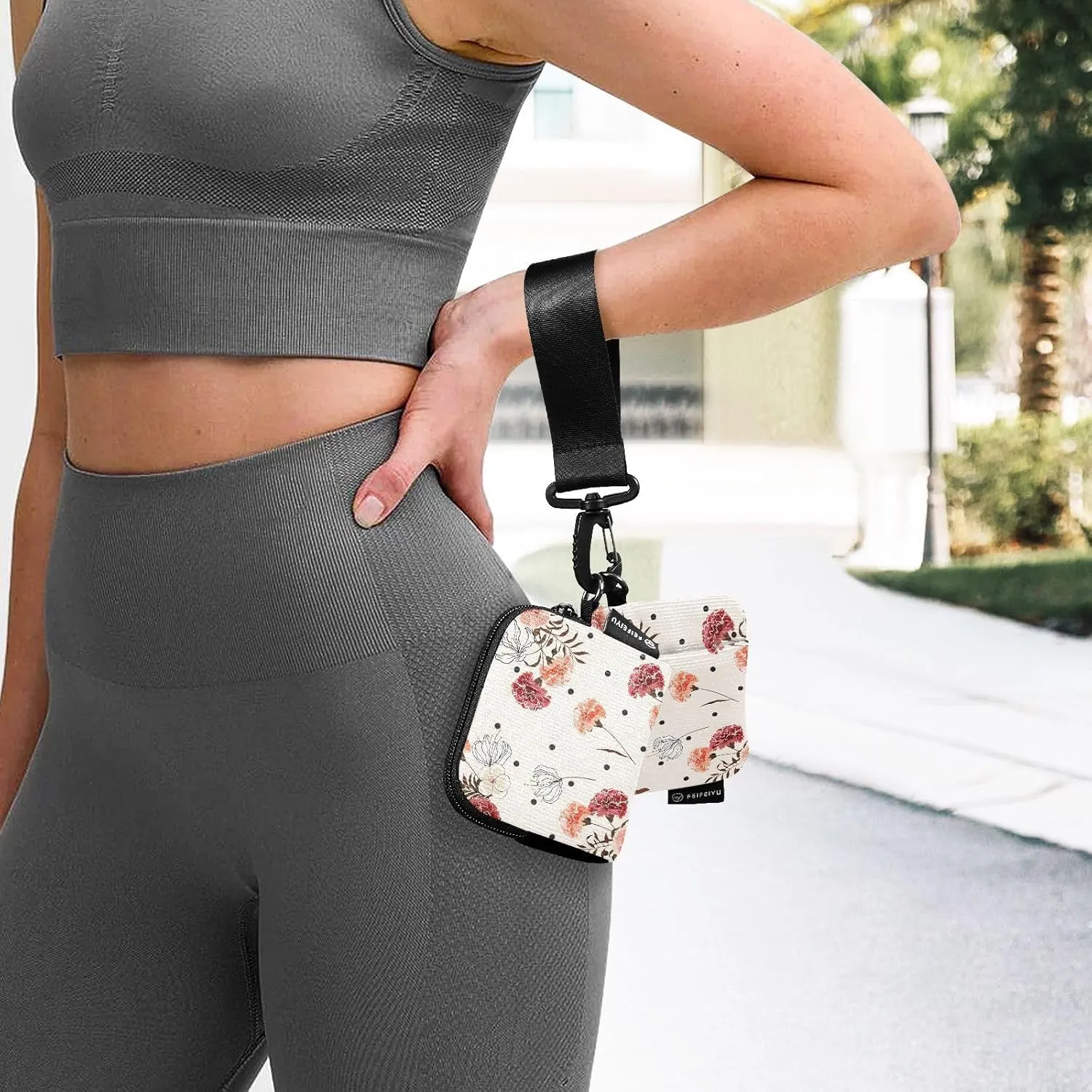 Mini Zip Around Wristlet Keychain Wallet Detachable Dual Pouch Card Cases Portable Coin Purse for Women Men,pattern 4