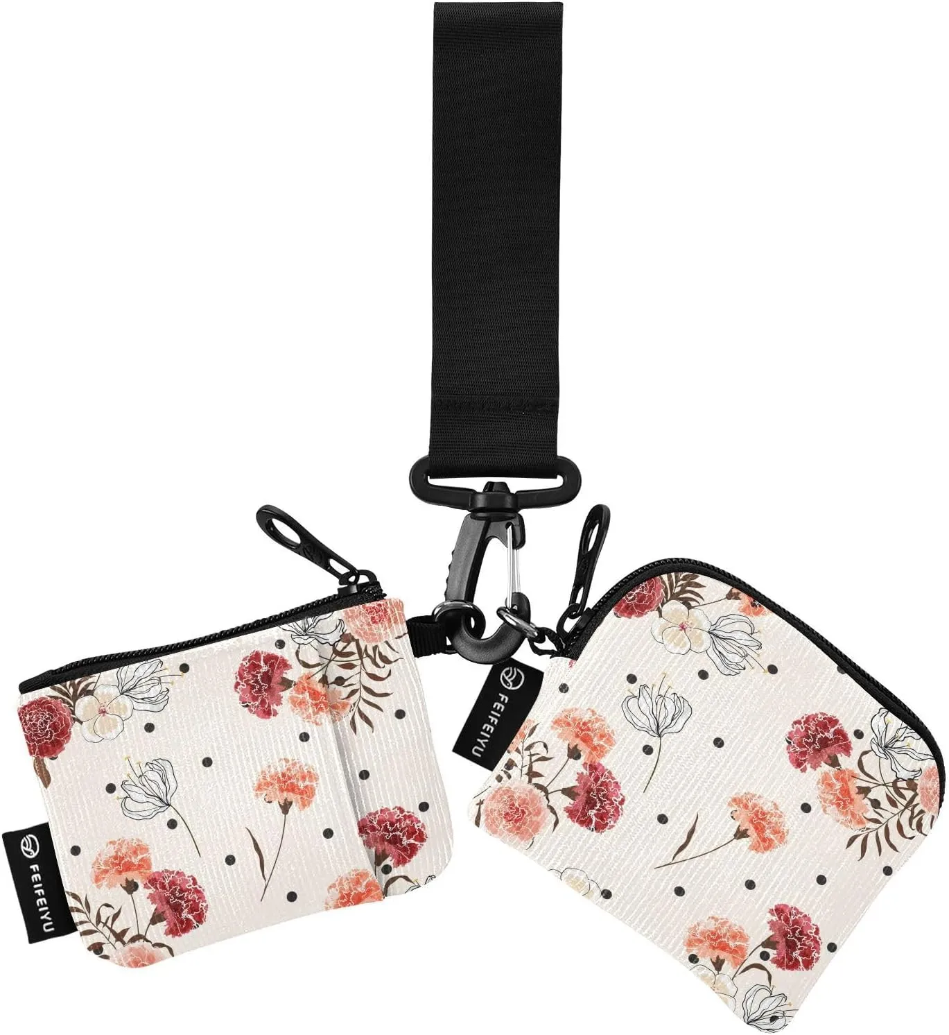 Mini Zip Around Wristlet Keychain Wallet Detachable Dual Pouch Card Cases Portable Coin Purse for Women Men,pattern 4