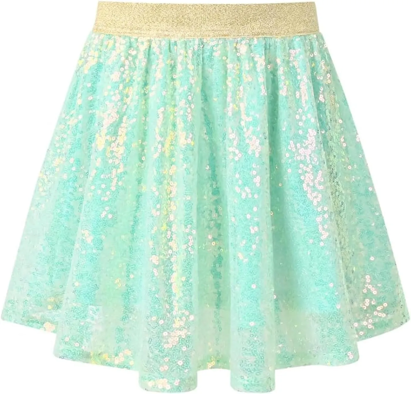 Mirawise Girls Metallic Sequin Skirt Sparkle Glitter Shiny Pleated Skirts Dance Outfit Party Elastic Waist Skorts Size 6-13